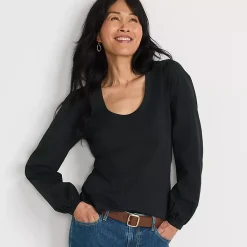 Women's Supima Interlock Scoop Neck Blouson Sleeve Top