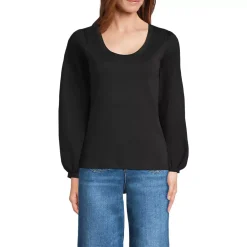 Women's Supima Interlock Scoop Neck Blouson Sleeve Top