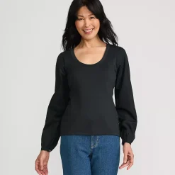 Women's Supima Interlock Scoop Neck Blouson Sleeve Top