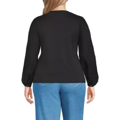 Women's Supima Interlock Scoop Neck Blouson Sleeve Top