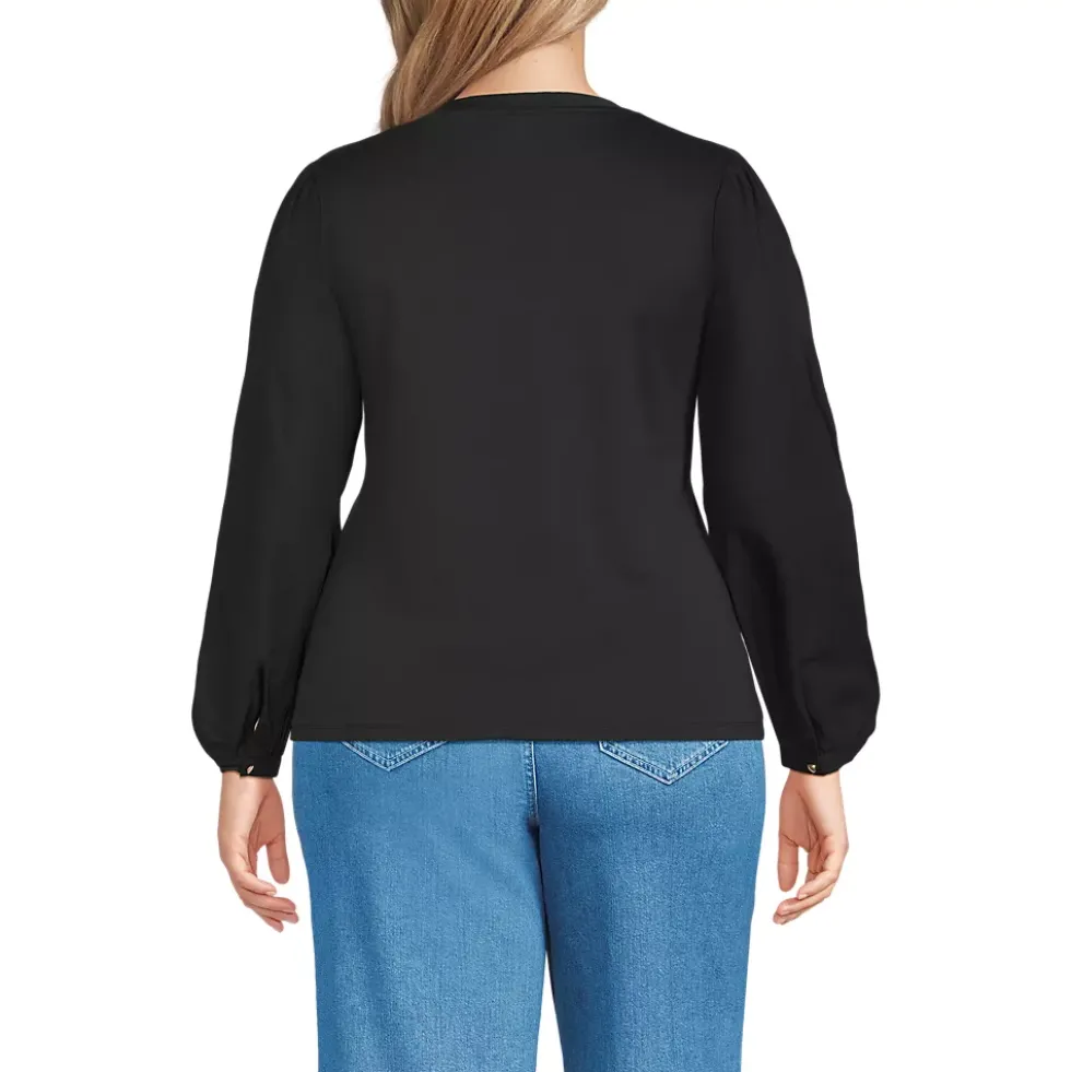 Women's Supima Interlock Scoop Neck Blouson Sleeve Top