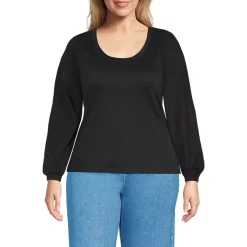 Women's Supima Interlock Scoop Neck Blouson Sleeve Top