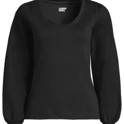 Women's Supima Interlock Scoop Neck Blouson Sleeve Top