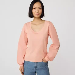 Women's Supima Interlock Scoop Neck Blouson Sleeve Top