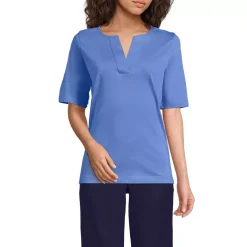 Women's Supima Jersey Half Sleeve Splitneck Shirt