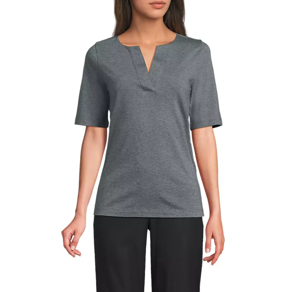 Women's Supima Jersey Half Sleeve Splitneck Shirt