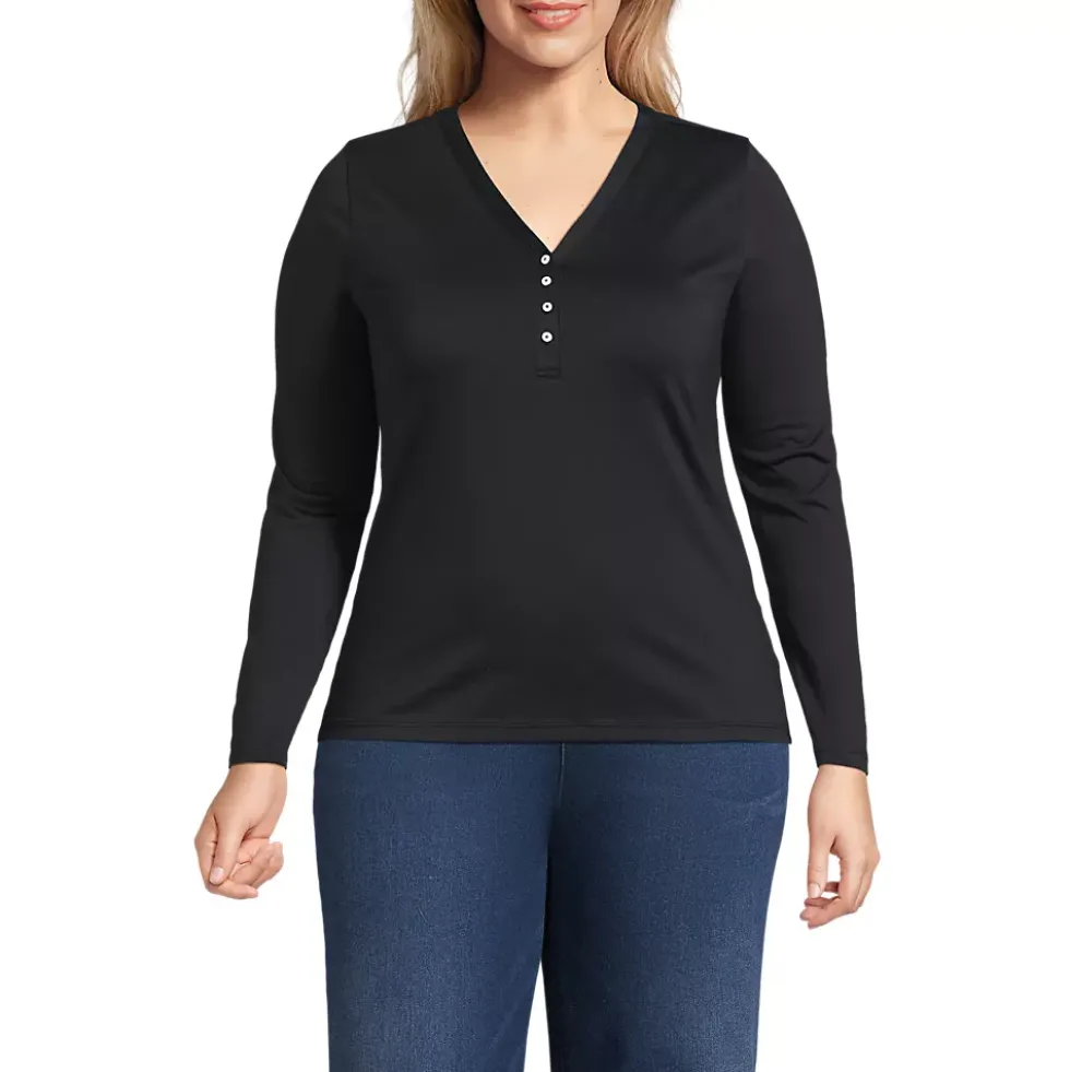 Women's Supima Jersey Long Sleeve Button Henley