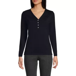 Women's Supima Jersey Long Sleeve Button Henley