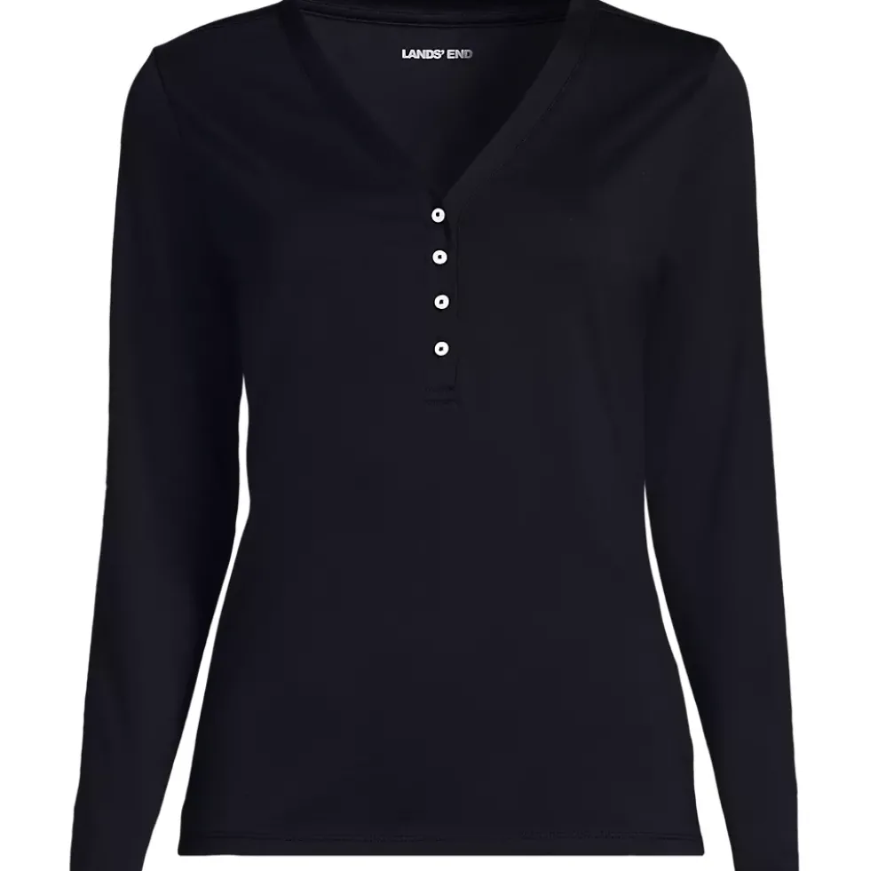 Women's Supima Jersey Long Sleeve Button Henley