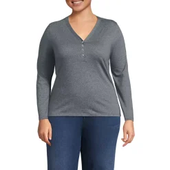 Women's Supima Jersey Long Sleeve Button Henley