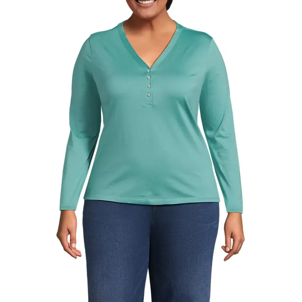 Women's Supima Jersey Long Sleeve Button Henley