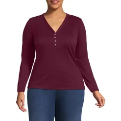 Women's Supima Jersey Long Sleeve Button Henley