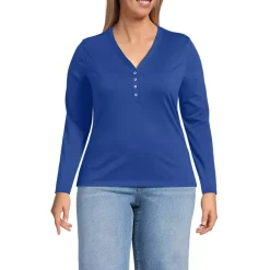 Women's Supima Jersey Long Sleeve Button Henley