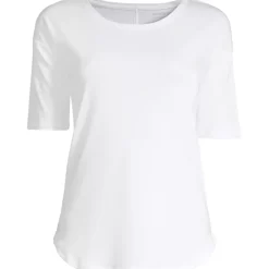 Women's Supima Micro Modal Elbow Sleeve Balletneck Curved Hem Top