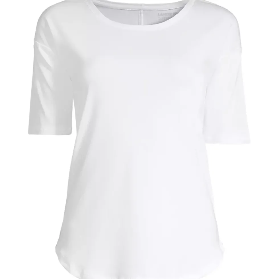 Women's Supima Micro Modal Elbow Sleeve Balletneck Curved Hem Top