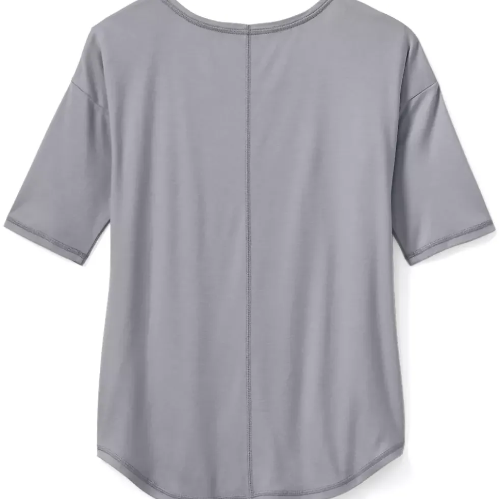 Women's Supima Micro Modal Elbow Sleeve Balletneck Curved Hem Top