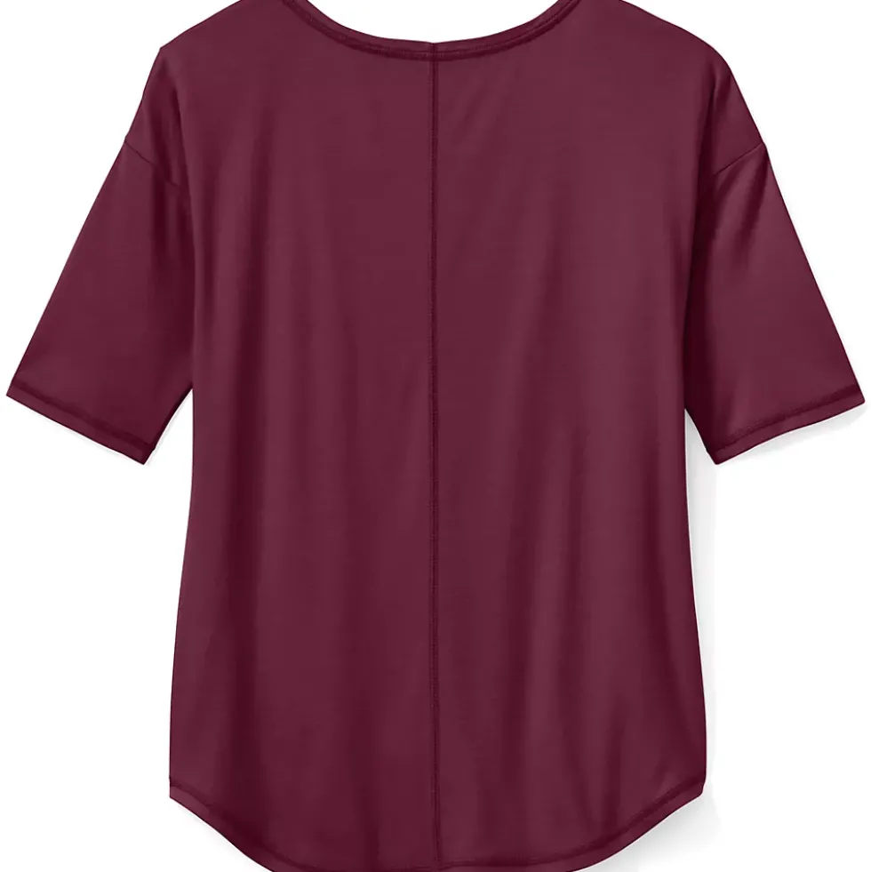 Women's Supima Micro Modal Elbow Sleeve Balletneck Curved Hem Top