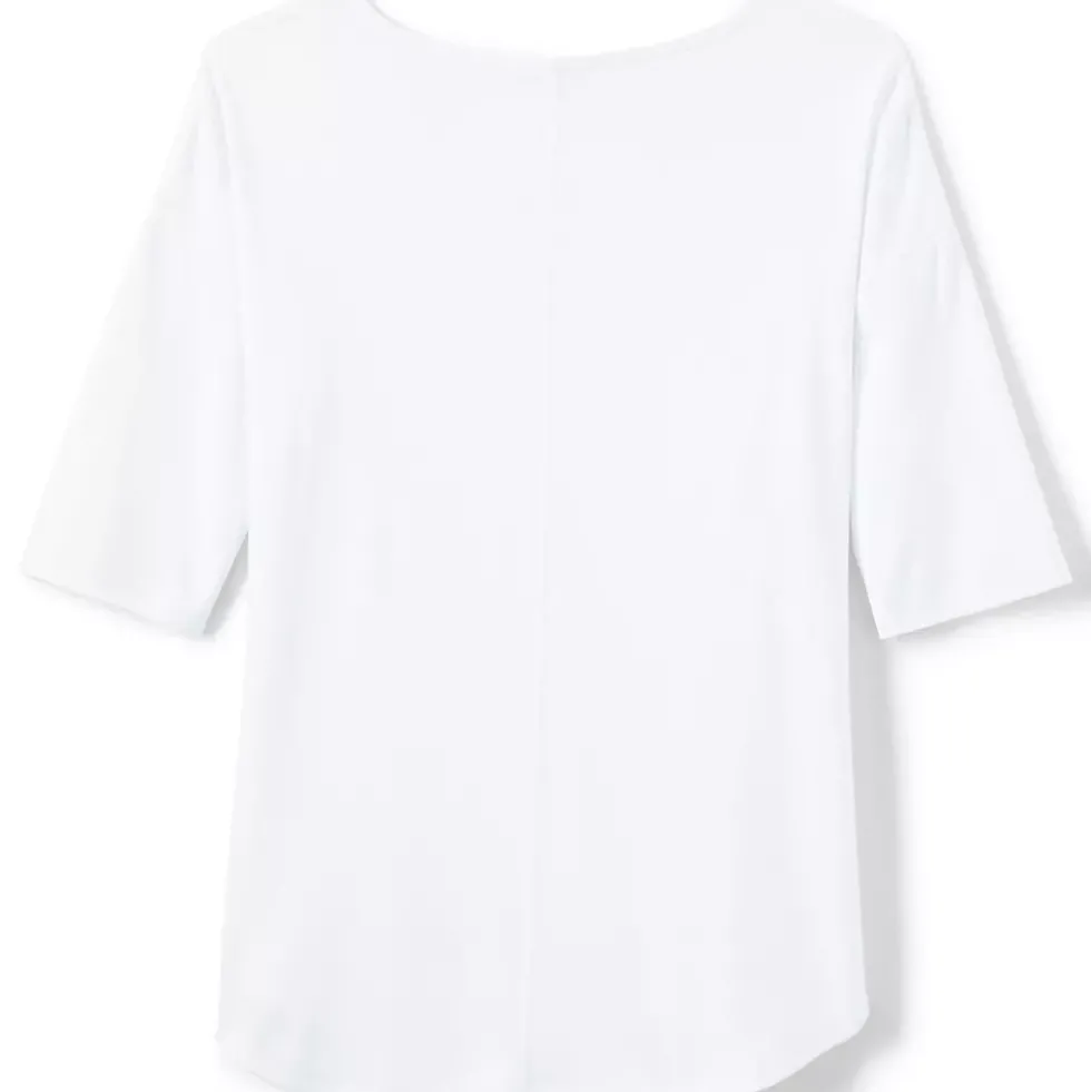 Women's Supima Micro Modal Elbow Sleeve Balletneck Curved Hem Top