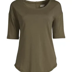 Women's Supima Micro Modal Elbow Sleeve Balletneck Curved Hem Top