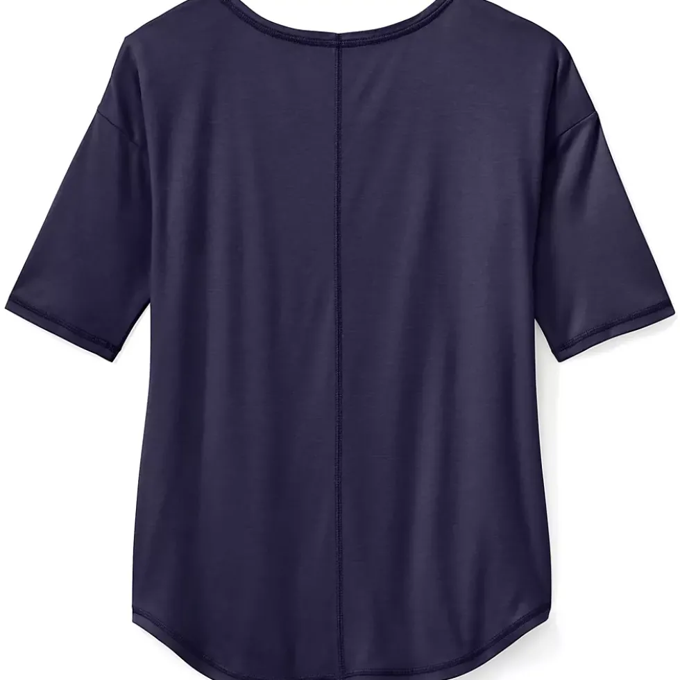 Women's Supima Micro Modal Elbow Sleeve Balletneck Curved Hem Top