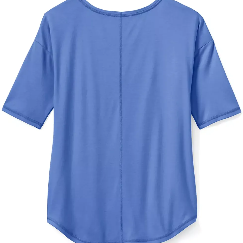 Women's Supima Micro Modal Elbow Sleeve Balletneck Curved Hem Top
