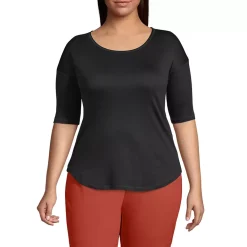 Women's Supima Micro Modal Elbow Sleeve Balletneck Curved Hem Top