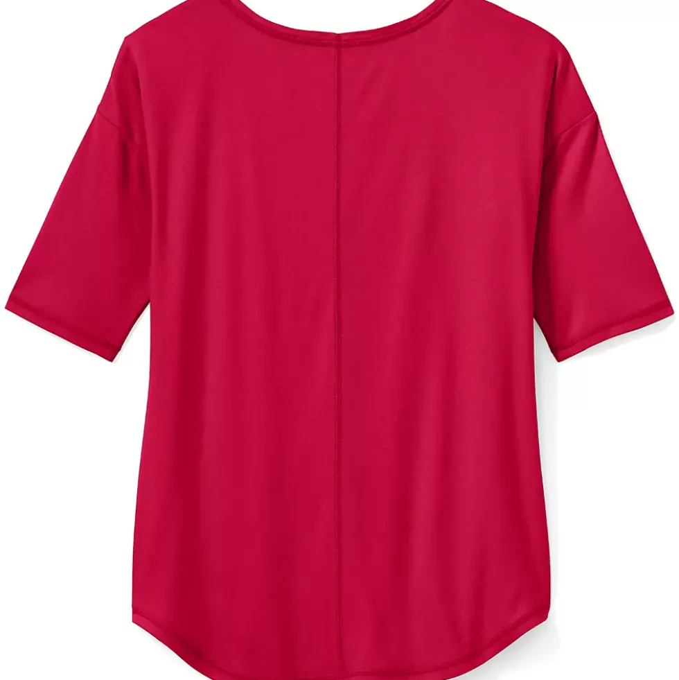 Women's Supima Micro Modal Elbow Sleeve Balletneck Curved Hem Top