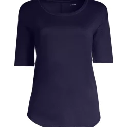 Women's Supima Micro Modal Elbow Sleeve Balletneck Curved Hem Top