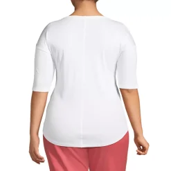 Women's Supima Micro Modal Elbow Sleeve Balletneck Curved Hem Top