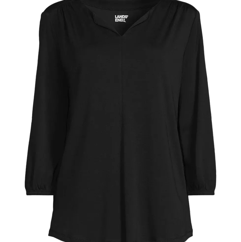 Women's Supima Micro Modal 3/4 Sleeve Split Neck Tunic
