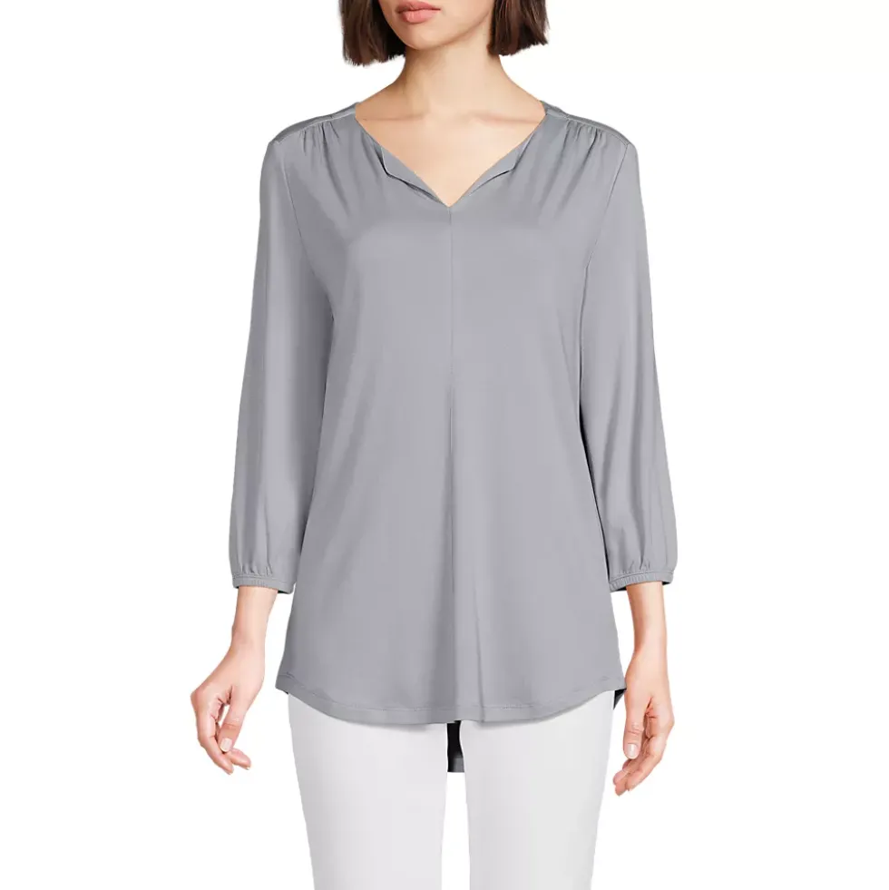 Women's Supima Micro Modal 3/4 Sleeve Split Neck Tunic