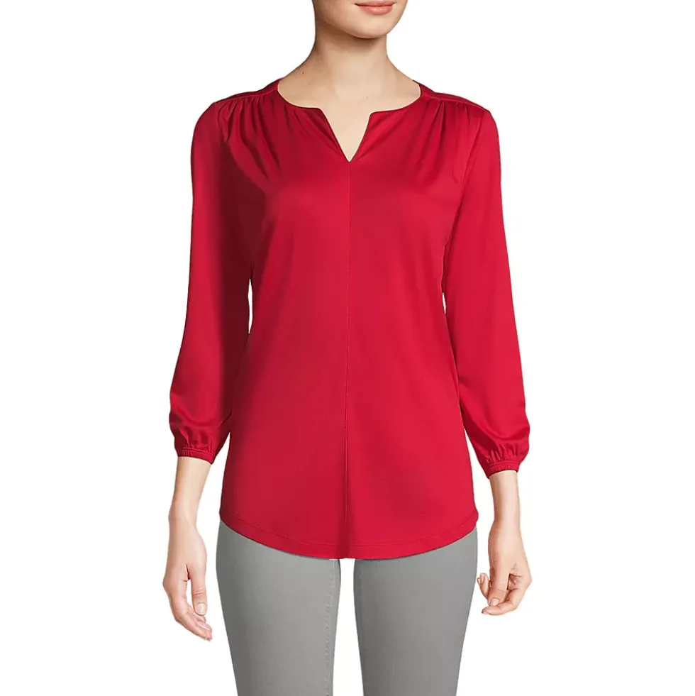 Women's Supima Micro Modal 3/4 Sleeve Split Neck Tunic