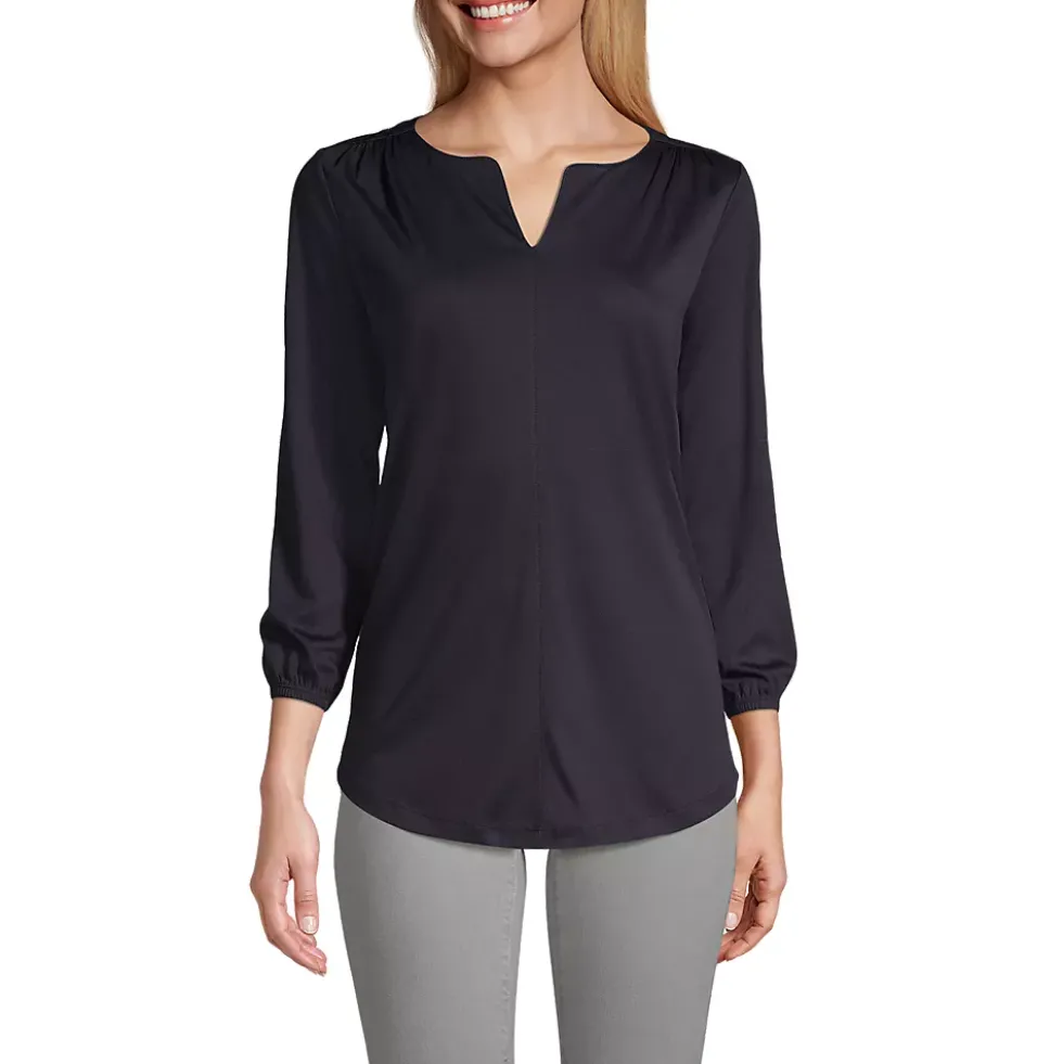 Women's Supima Micro Modal 3/4 Sleeve Split Neck Tunic