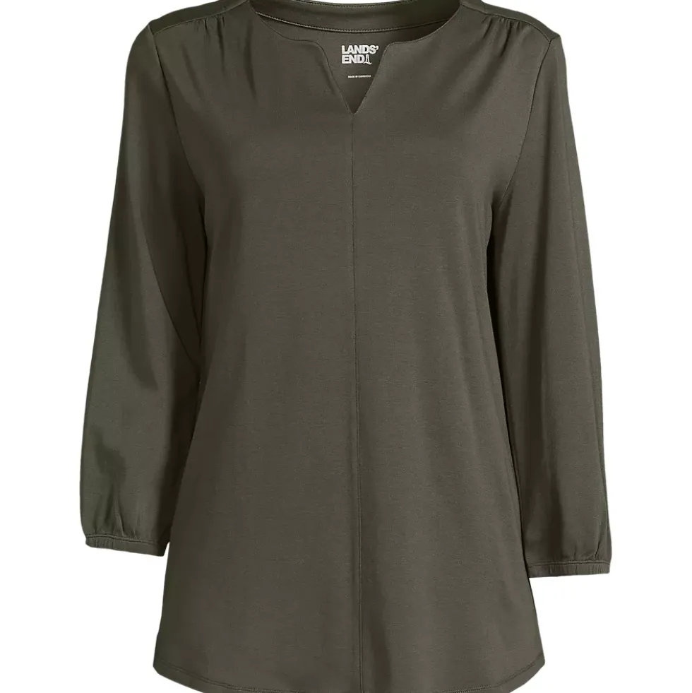 Women's Supima Micro Modal 3/4 Sleeve Split Neck Tunic