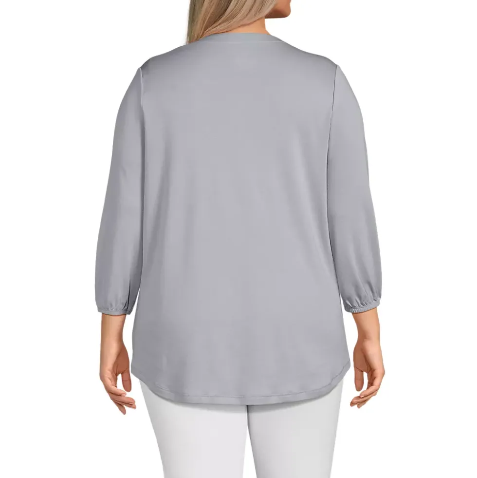 Women's Supima Micro Modal 3/4 Sleeve Split Neck Tunic