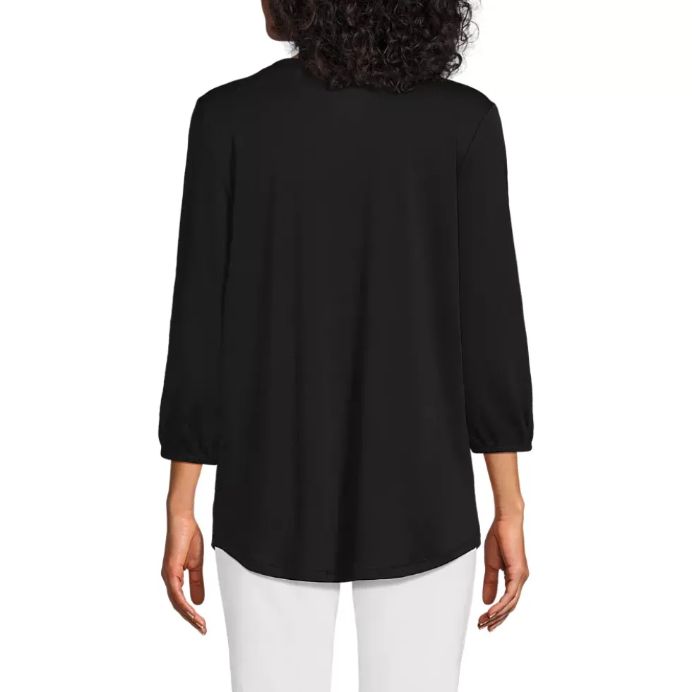 Women's Supima Micro Modal 3/4 Sleeve Split Neck Tunic