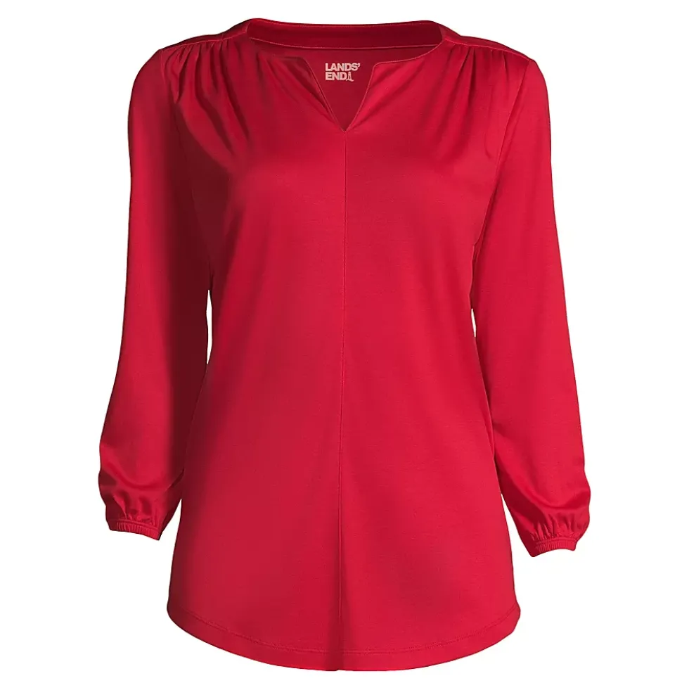 Women's Supima Micro Modal 3/4 Sleeve Split Neck Tunic