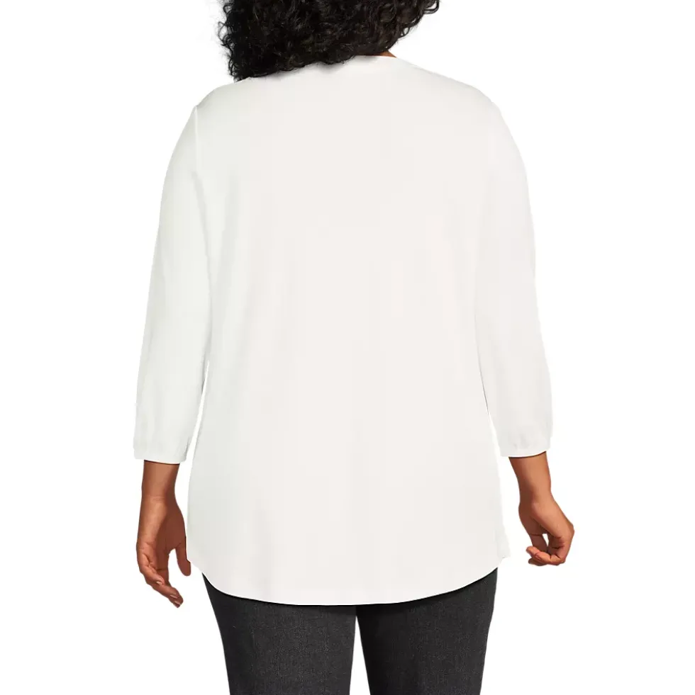 Women's Supima Micro Modal 3/4 Sleeve Split Neck Tunic
