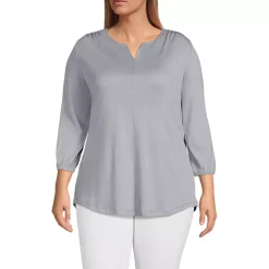 Women's Supima Micro Modal 3/4 Sleeve Split Neck Tunic