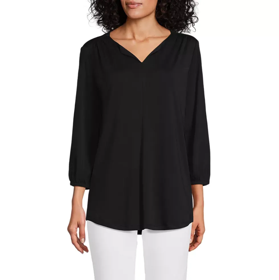 Women's Supima Micro Modal 3/4 Sleeve Split Neck Tunic