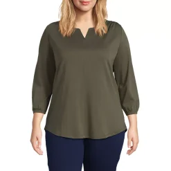 Women's Supima Micro Modal 3/4 Sleeve Split Neck Tunic