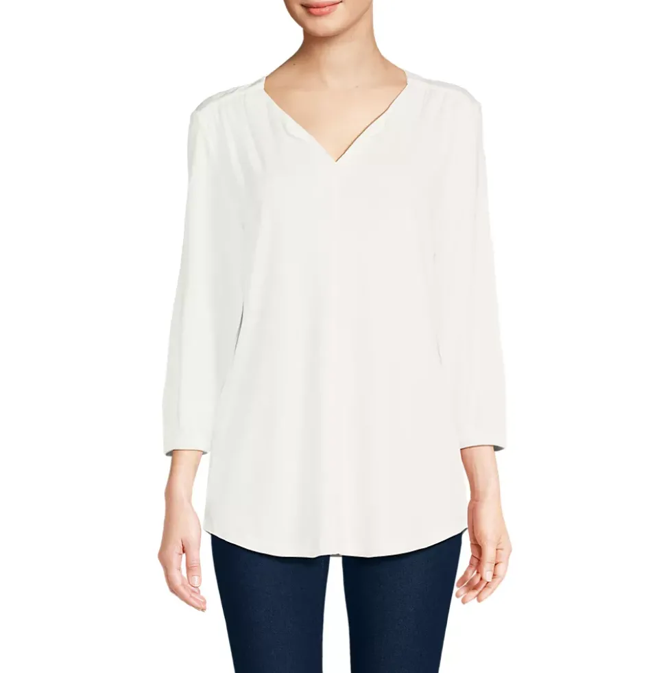 Women's Supima Micro Modal 3/4 Sleeve Split Neck Tunic