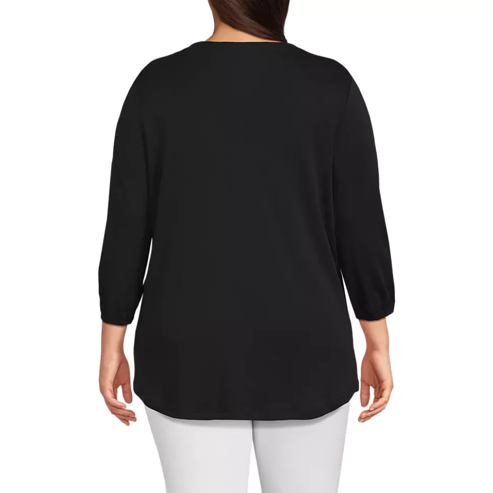 Women's Supima Micro Modal 3/4 Sleeve Split Neck Tunic