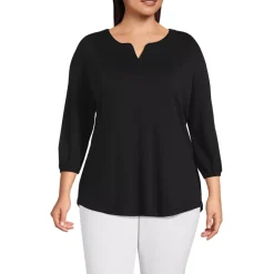 Women's Supima Micro Modal 3/4 Sleeve Split Neck Tunic