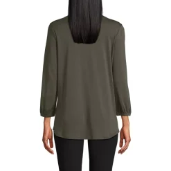 Women's Supima Micro Modal 3/4 Sleeve Split Neck Tunic