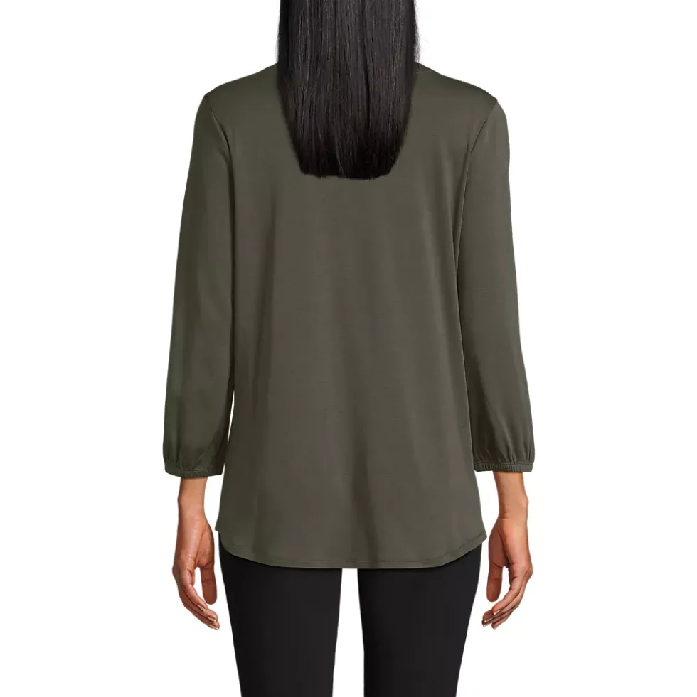 Women's Supima Micro Modal 3/4 Sleeve Split Neck Tunic