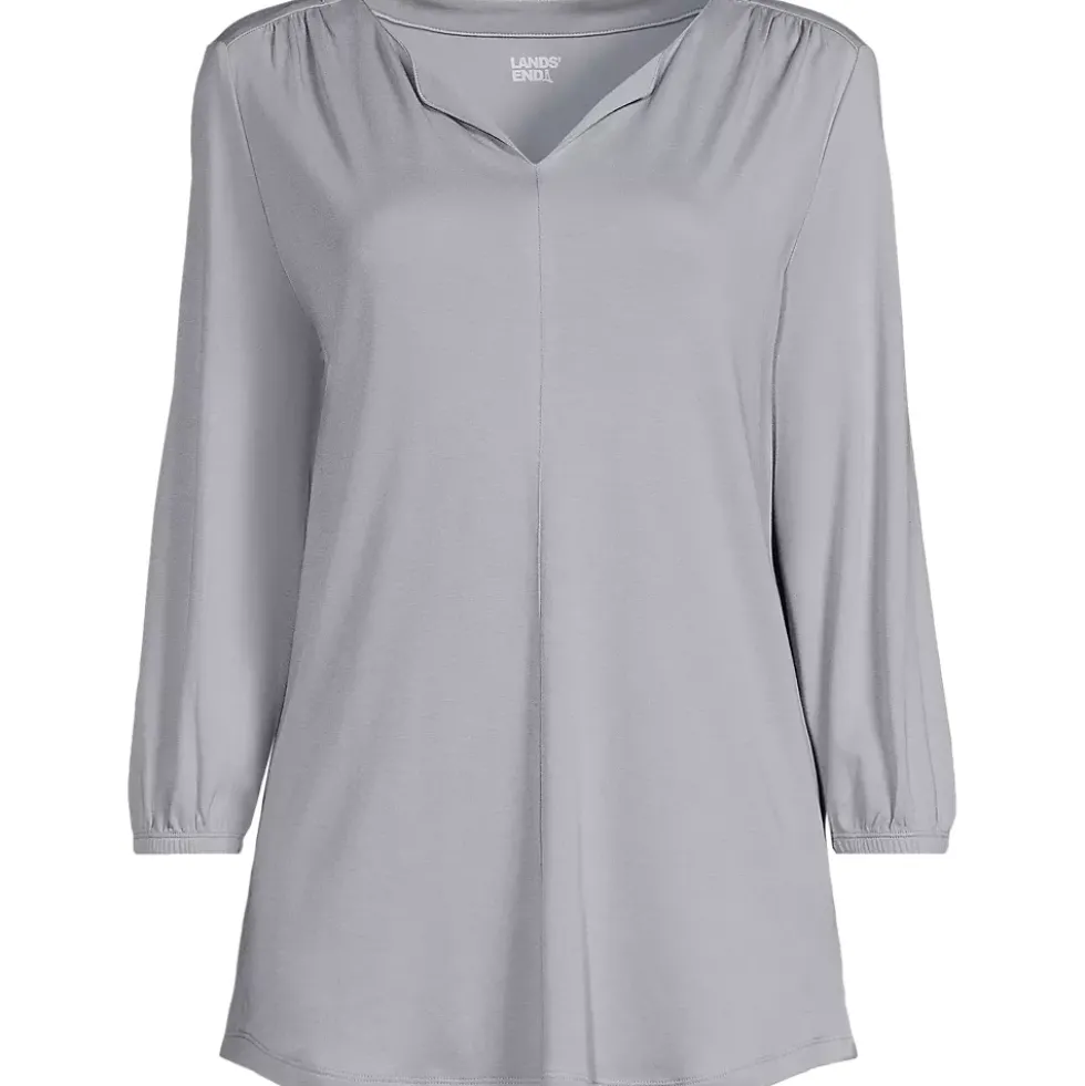 Women's Supima Micro Modal 3/4 Sleeve Split Neck Tunic