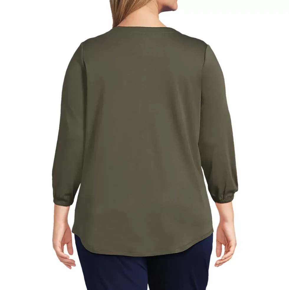 Women's Supima Micro Modal 3/4 Sleeve Split Neck Tunic