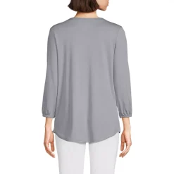 Women's Supima Micro Modal 3/4 Sleeve Split Neck Tunic