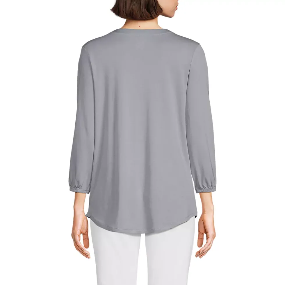 Women's Supima Micro Modal 3/4 Sleeve Split Neck Tunic
